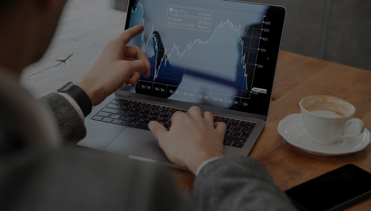 Person reviewing a financial chart on a laptop